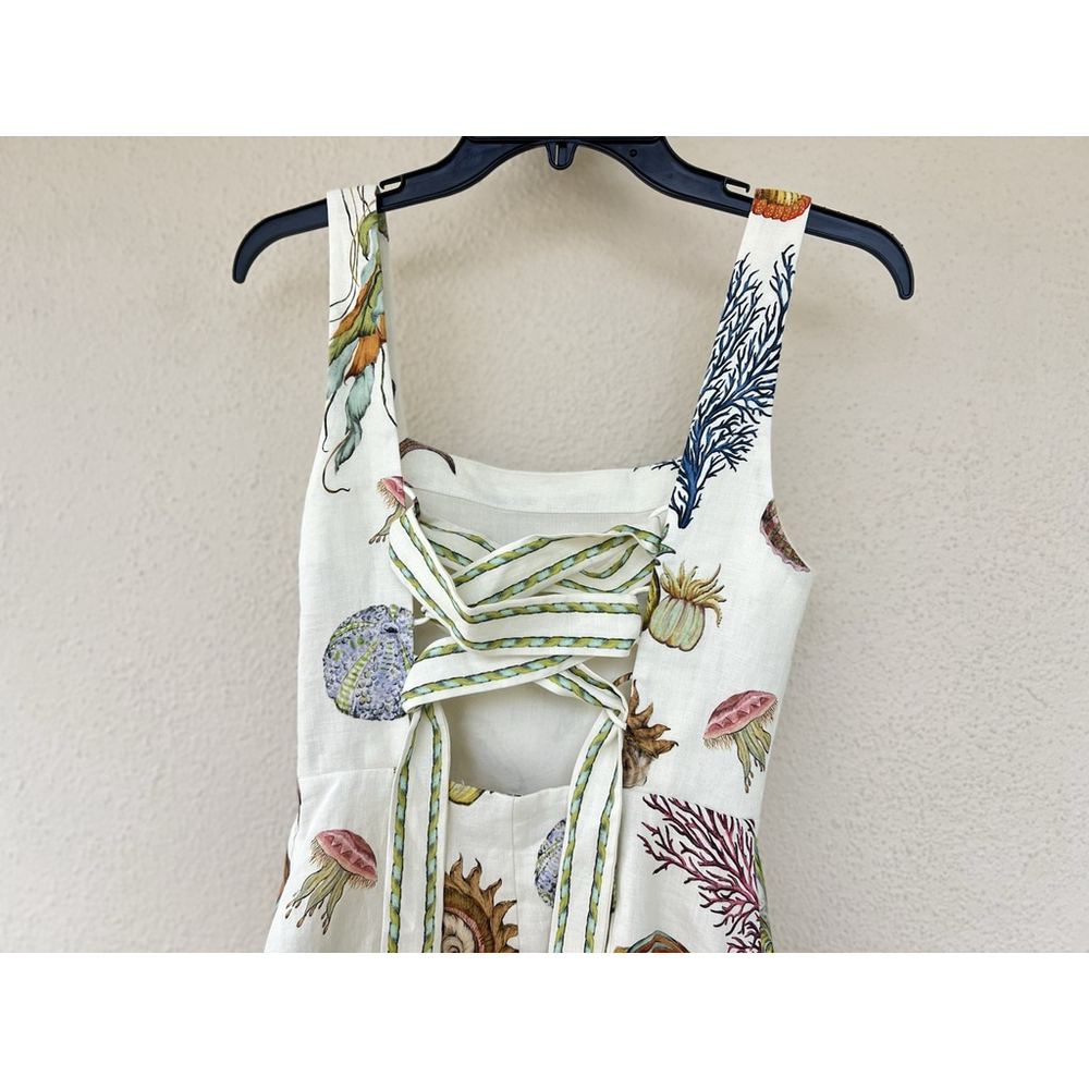 NWT ALEMAIS Sea Sleeveless Linen Mini Dress Square Tie Back Size US 2 Vacation - Picture 12 of 14